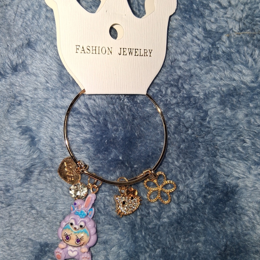 Fashion Jewelry Gold and Purple Kids Charm Bracelet